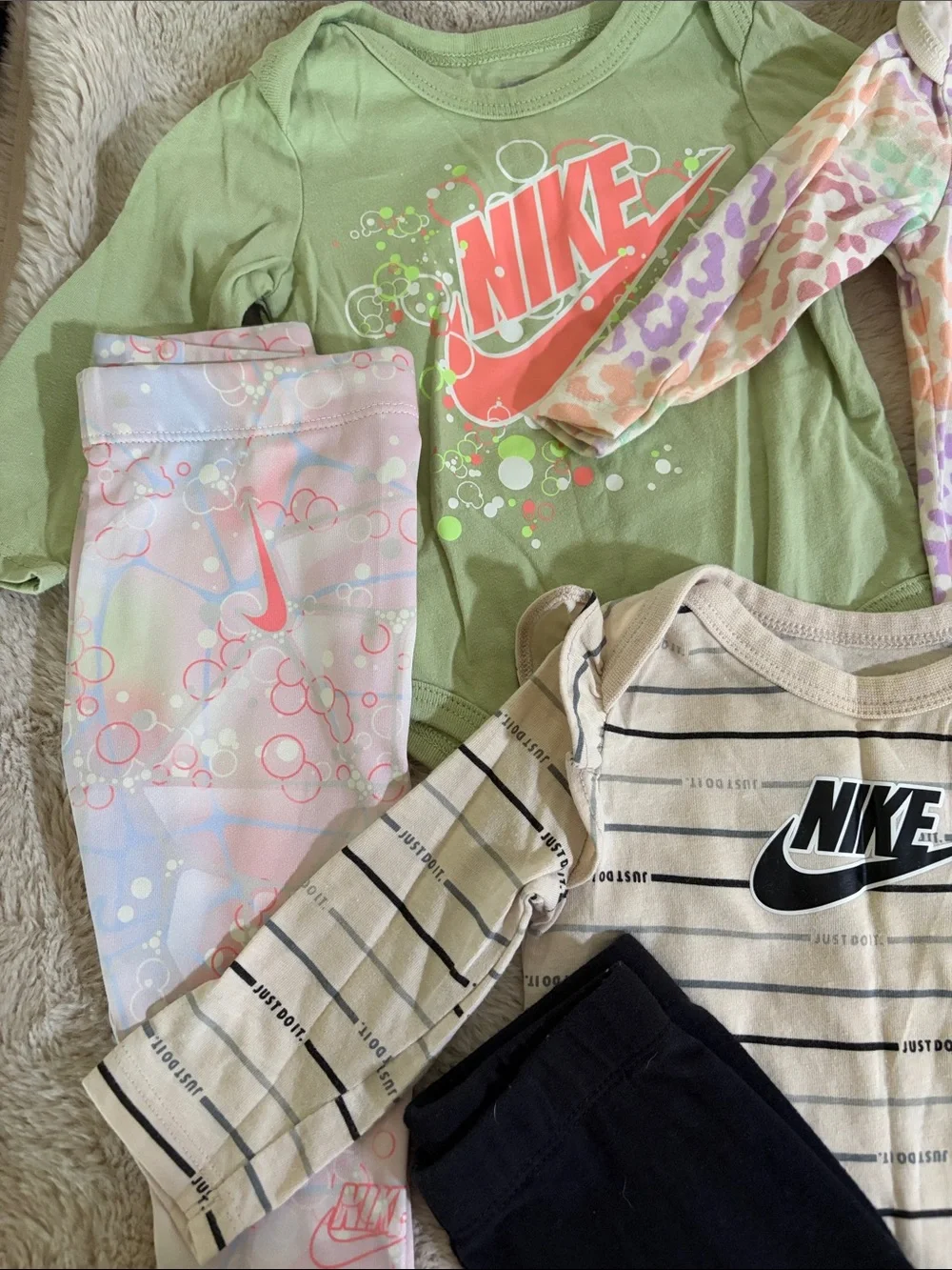 Nike Baby Set - Olive Green, Lavender, Peach, Mint & Gray
